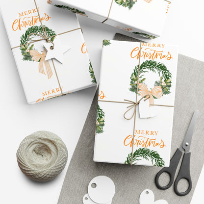 Tennessee Volunteers Christmas Gift Wrap, Elegant Wreath Design, Holiday Wrapping Sheets, Decorative Xmas Present Wrap, Printify