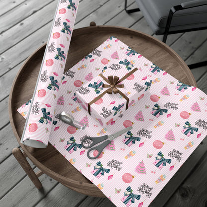 Pink Preppy Christmas Gift Wrap Printify