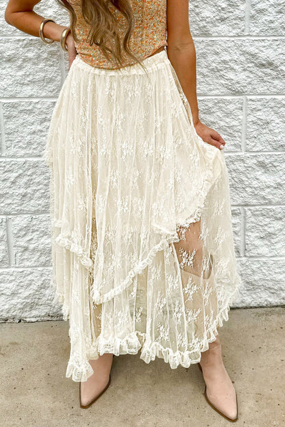 Lace Tiered Midi Skirt - Greta Bean & Co.
