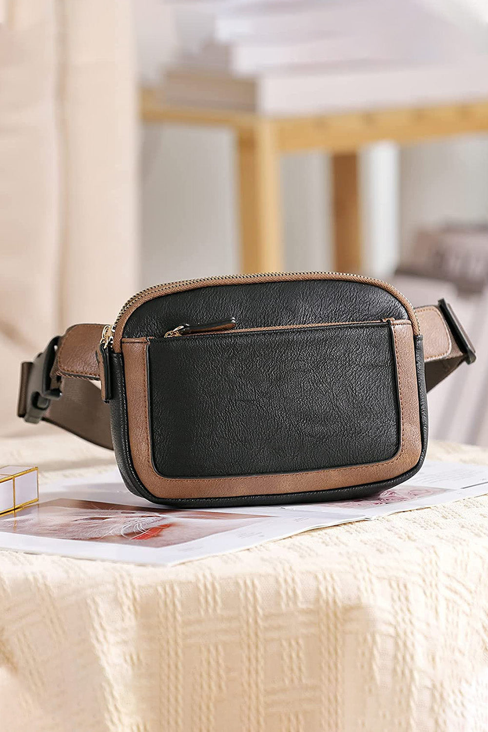 Black Adjustable Strap Mini Leather Crossbody Bag ***