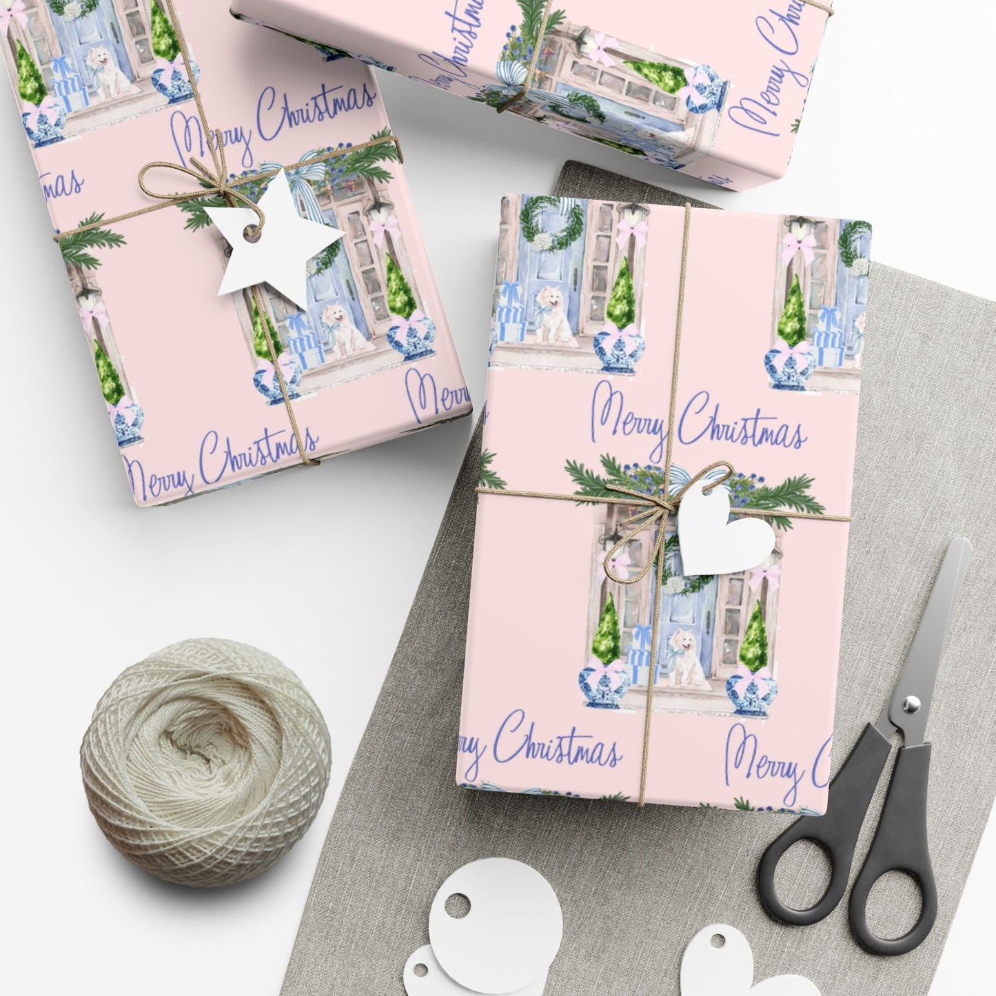 Chinoiserie Christmas Blue and White Gift Wrap Paper, Holiday Gift Wrap, Festive Wrapping Paper, Decorative Wrapping Printify