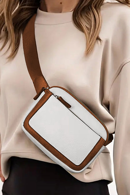 White Adjustable Strap Leather Crossbody Bag