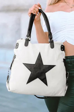 Beige Star Pattern Canvas Tote/Purse