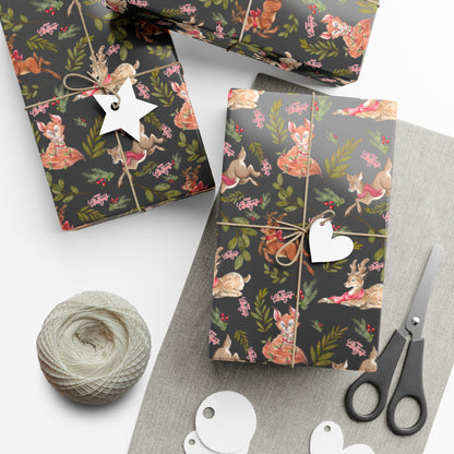 Holiday Woodland Animals Wrapping Paper Printify
