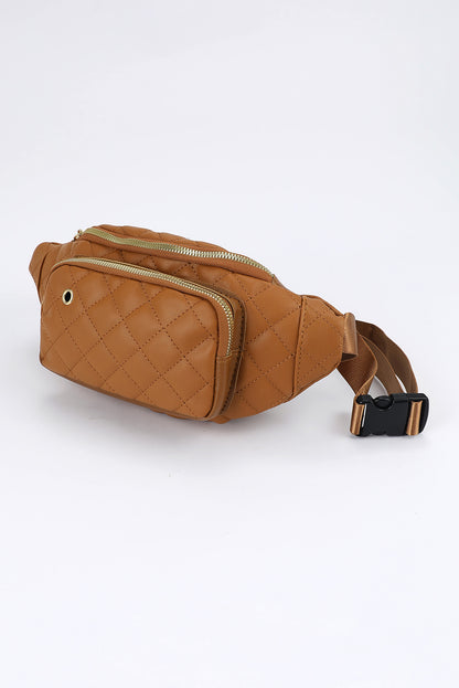 Brown Rhombus Pattern Simple Waist Bag