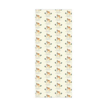 Chinoiserie Christmas Deer Wrapping Paper Rolls, Holiday Gift Packaging, Festive Xmas Patterns, Vintage Woodland Printify