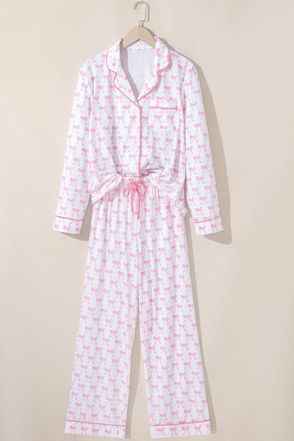 Sky Blue Bow Print Soft Pajama Set Dear-Lover Dropshipping