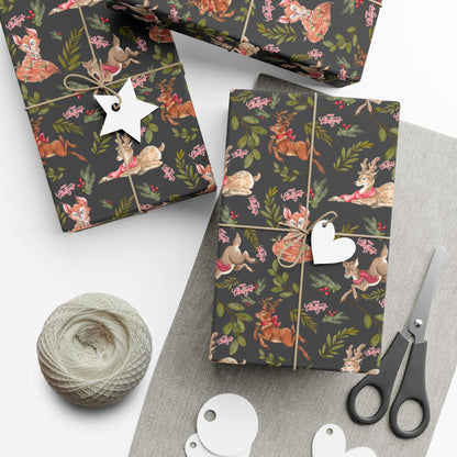 Holiday Woodland Animals Wrapping Paper Printify
