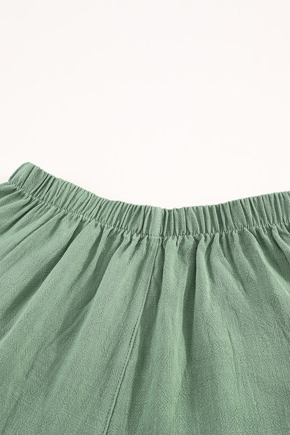 Green Casual High Waist Pocketed Ruffle Shorts