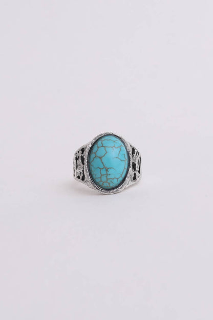 Bohemian Oval Cut Adjustable Turquoise Ring