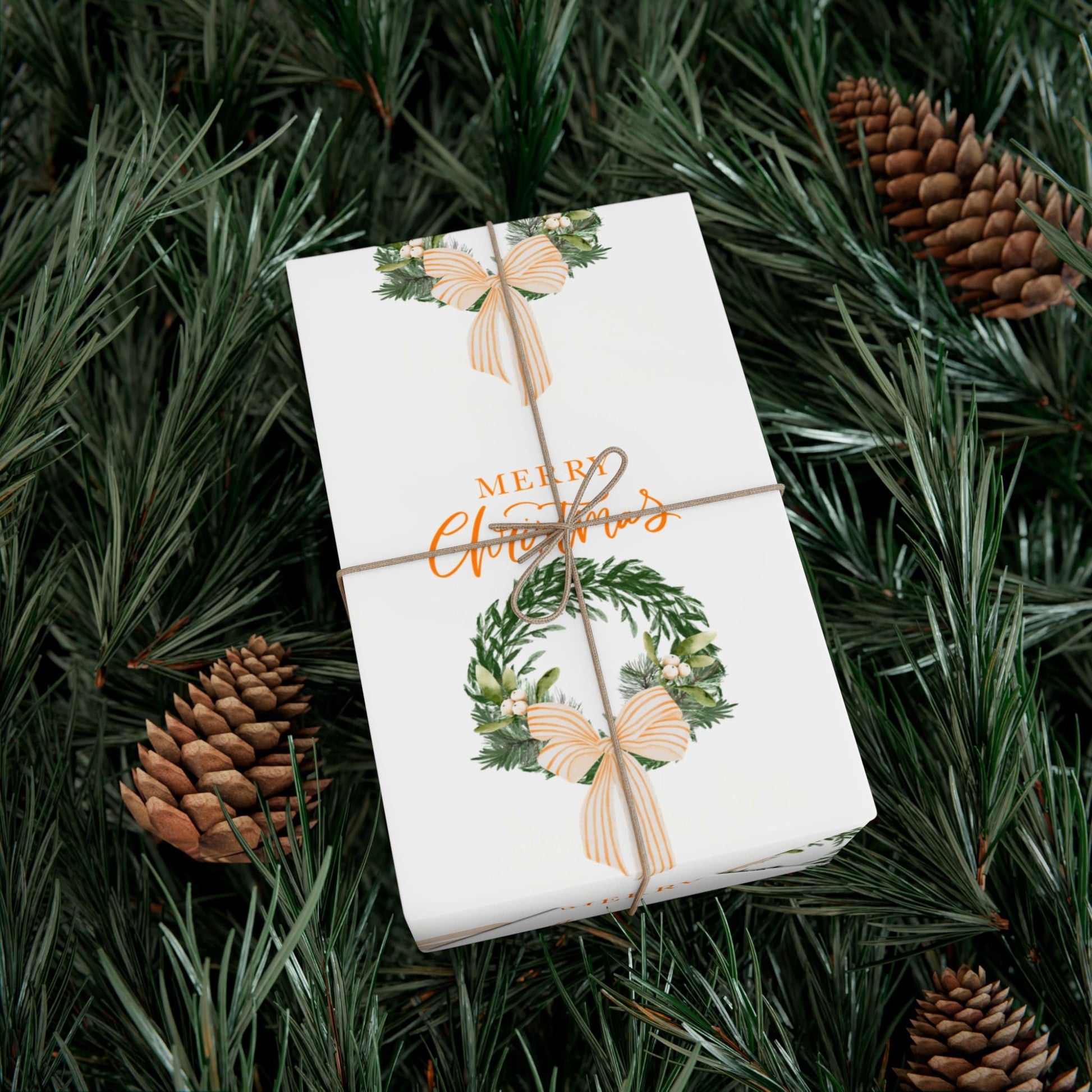 Tennessee Volunteers Christmas Gift Wrap, Elegant Wreath Design, Holiday Wrapping Sheets, Decorative Xmas Present Wrap, Printify