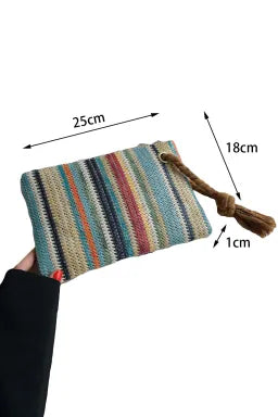 Colorblock Woven Clutch