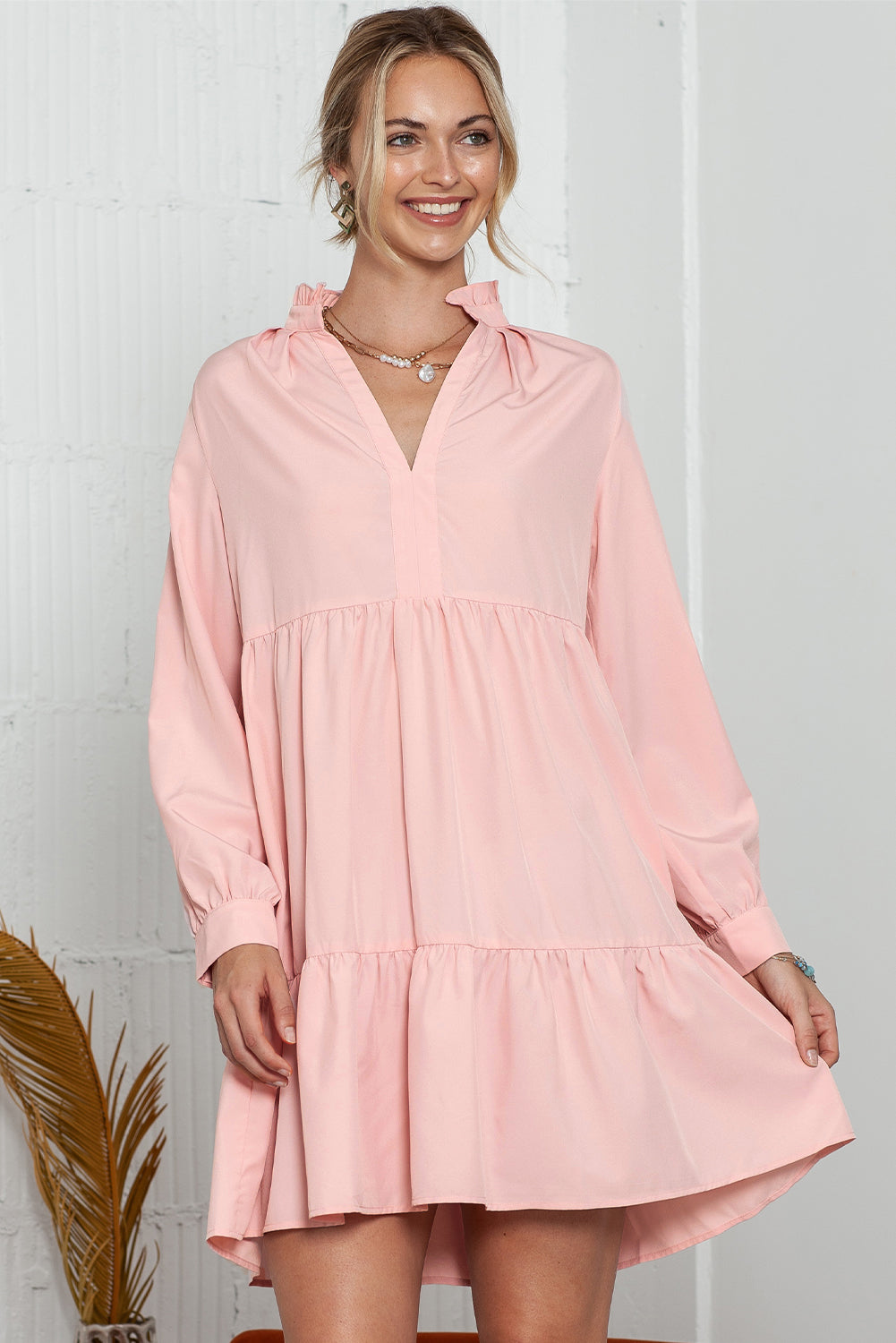 Pink Long SleeveShift Dress