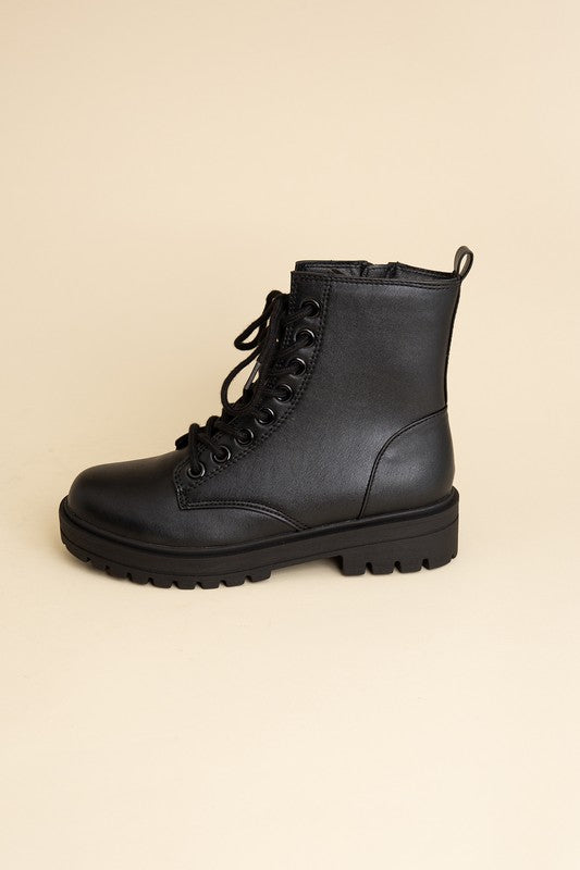 Black Lace-Up Combat Boots