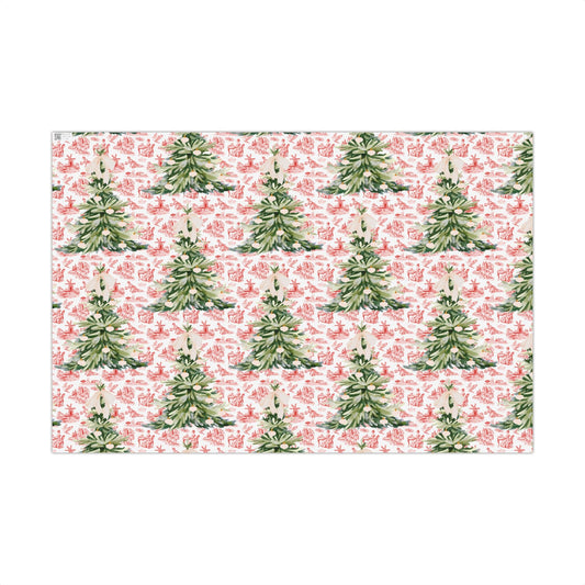 Vintage Red Toile Christmas Wrapping Paper Printify