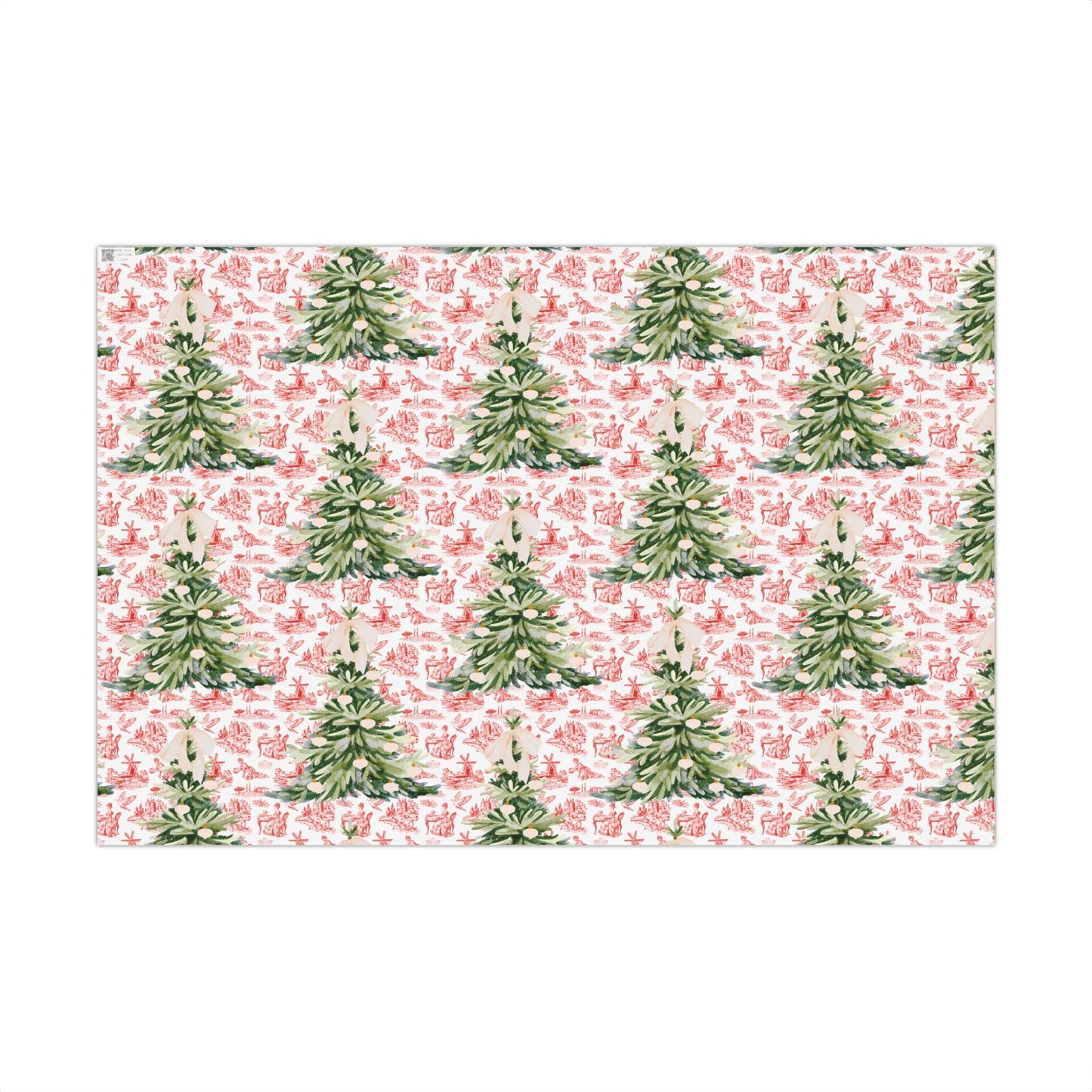 Vintage Red Toile Christmas Wrapping Paper Printify