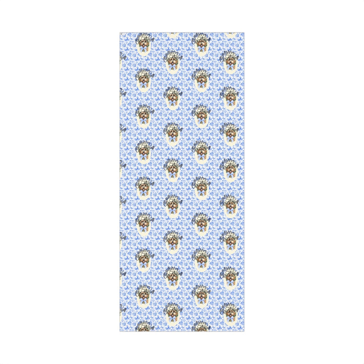 Vintage Blue Toile Goldendoodle Christmas Wrapping Paper Printify