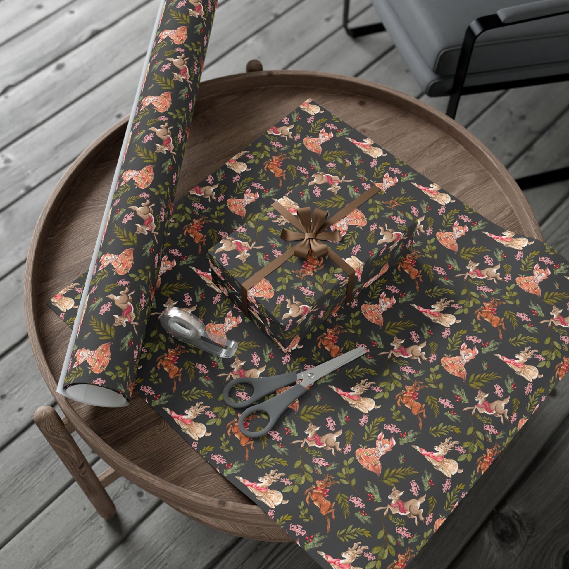 Holiday Woodland Animals Wrapping Paper Printify