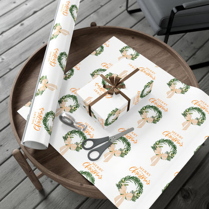 Tennessee Volunteers Christmas Gift Wrap, Elegant Wreath Design, Holiday Wrapping Sheets, Decorative Xmas Present Wrap, Printify