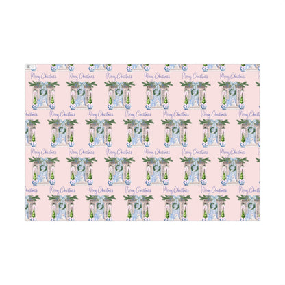 Chinoiserie Christmas Blue and White Gift Wrap Paper, Holiday Gift Wrap, Festive Wrapping Paper, Decorative Wrapping Printify