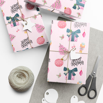 Pink Preppy Christmas Gift Wrap Printify