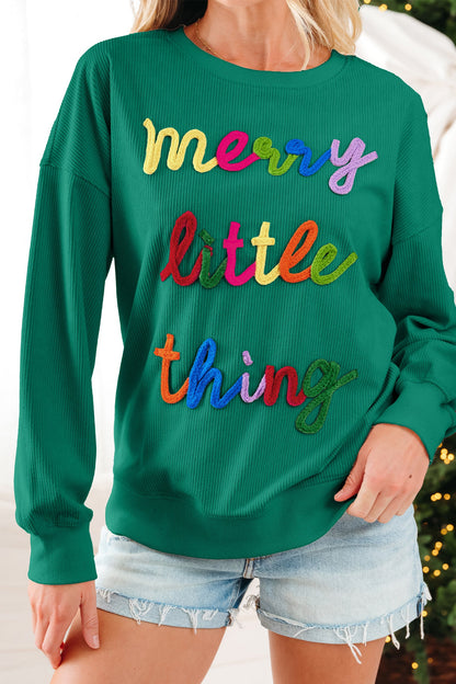Beige merry little thing Corded Letter Graphic Ribbed Loose Sweatshirt Dear-Lover Dropshipping