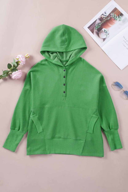 Kelly Green  Henley Hoodie