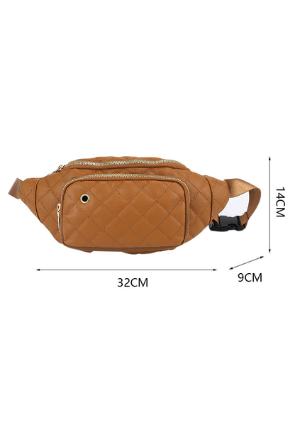 Brown Rhombus Pattern Simple Waist Bag