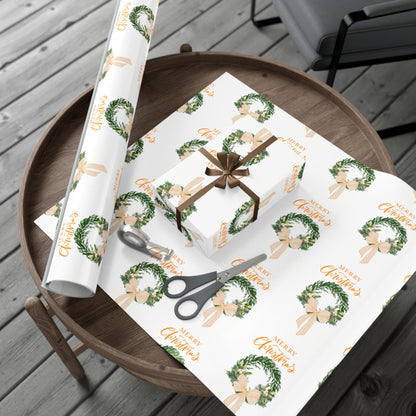 Tennessee Volunteers Christmas Gift Wrap, Elegant Wreath Design, Holiday Wrapping Sheets, Decorative Xmas Present Wrap, Printify
