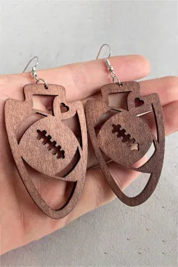 Football Wood Pendant Earrings