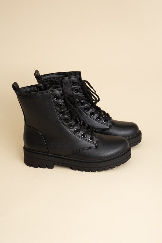 Black Lace-Up Combat Boots