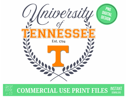 TN VOLS University of Tennessee Crest Digital Art - Greta Bean & Co.