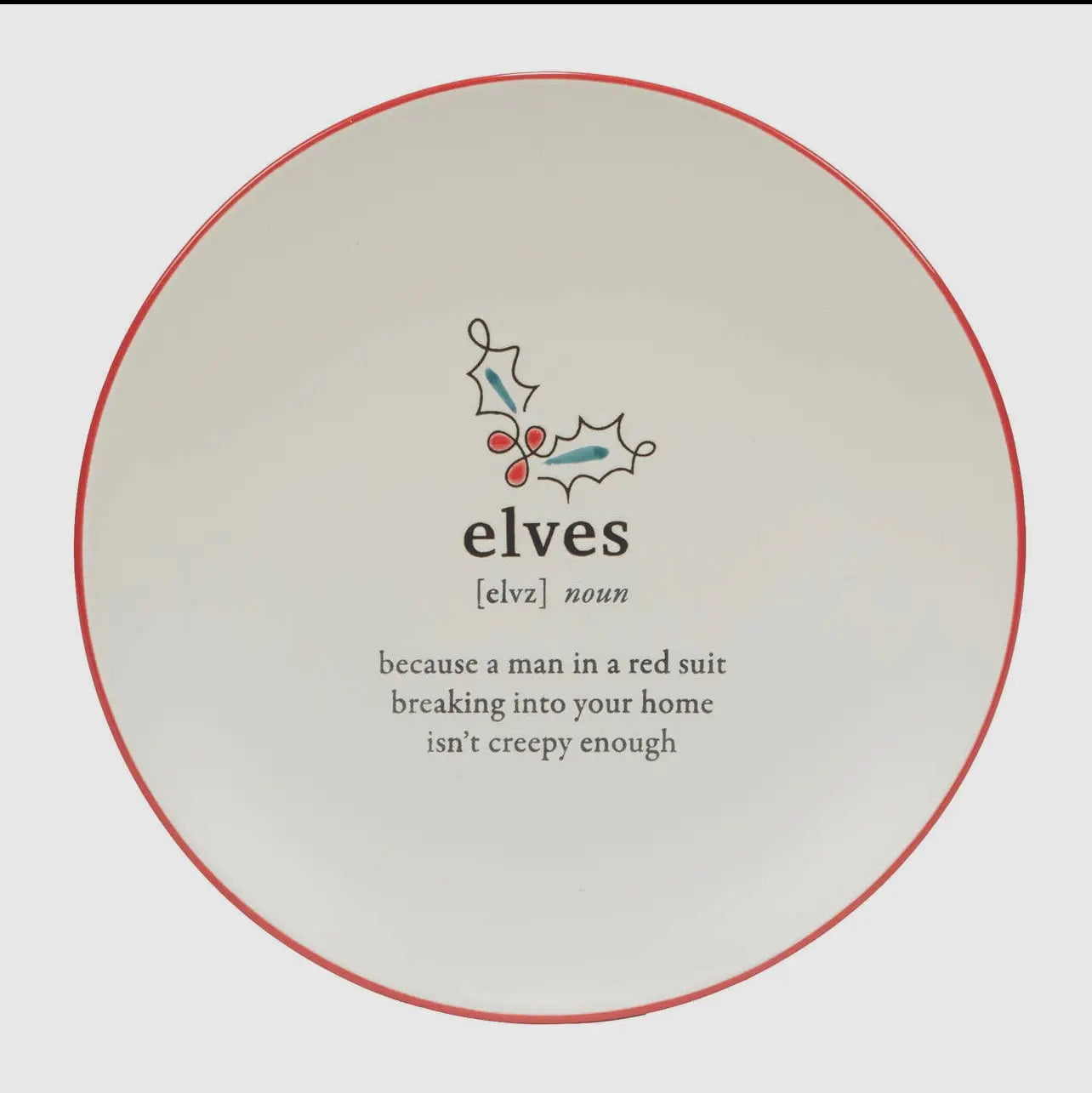 Christmas Fun Red Sayings Dessert Plate 8.5in is Certified International