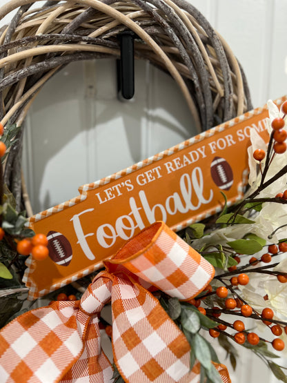 TN VOLS Football Orange Gingham Grapevine Wreath