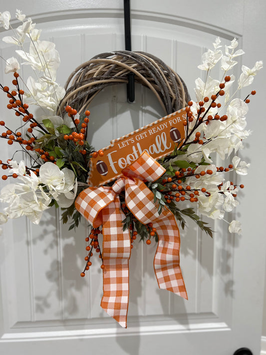 TN VOLS Football Orange Gingham Grapevine Wreath