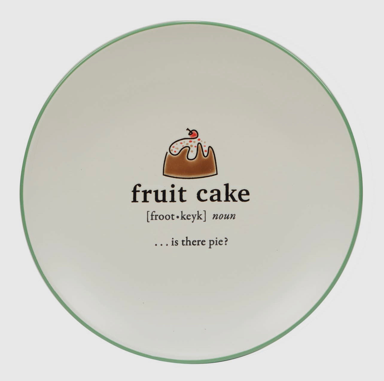 Christmas Fun Green Sayings Dessert Plate 8.5in