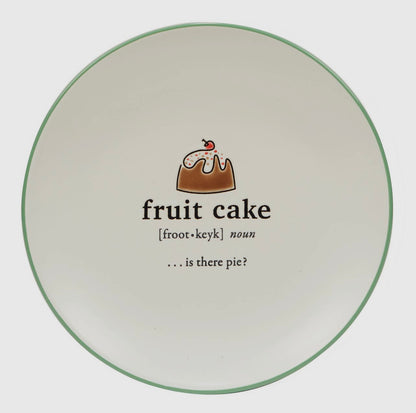 Christmas Fun Green Sayings Dessert Plate 8.5in