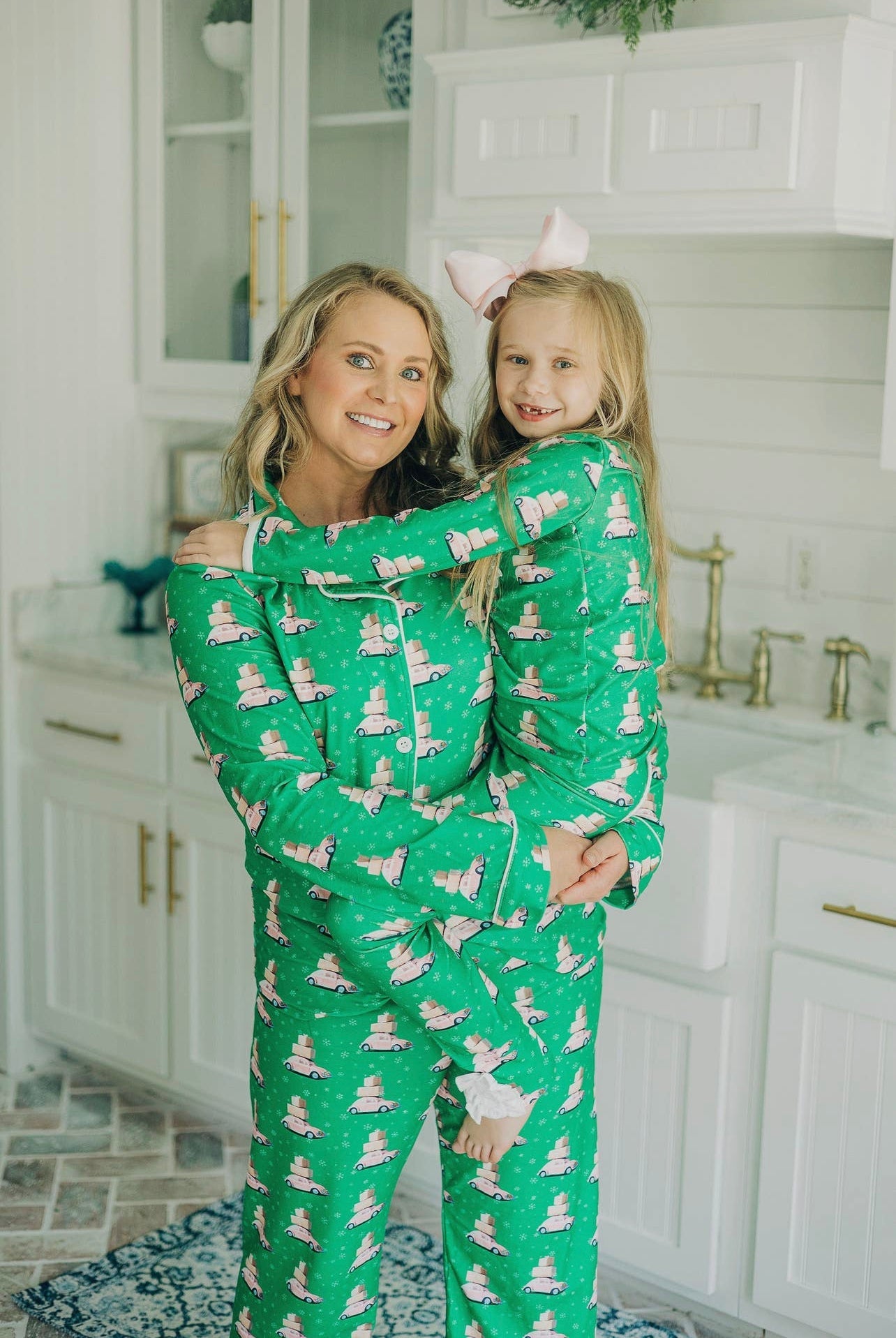 Christmas Pink Cars Button Down PJs Sugar Bee Clothing