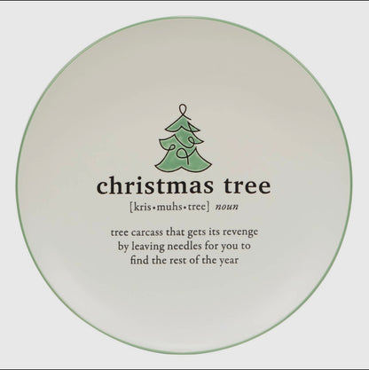 Christmas Fun Green Sayings Dessert Plate 8.5in