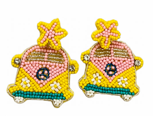 VW Bus Beaded Earrings