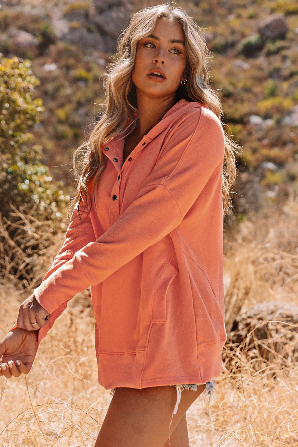 Orange Henley Hoodie