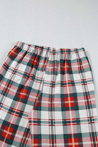 Red Christmas Plaid Print Two Piece Long Sleeve Pajamas Set Dear-Lover Dropshipping