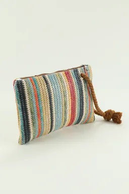 Colorblock Woven Clutch