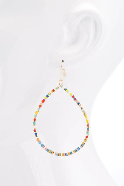 White Seed Bead Tear Drop Earrings - Greta Bean & Co.