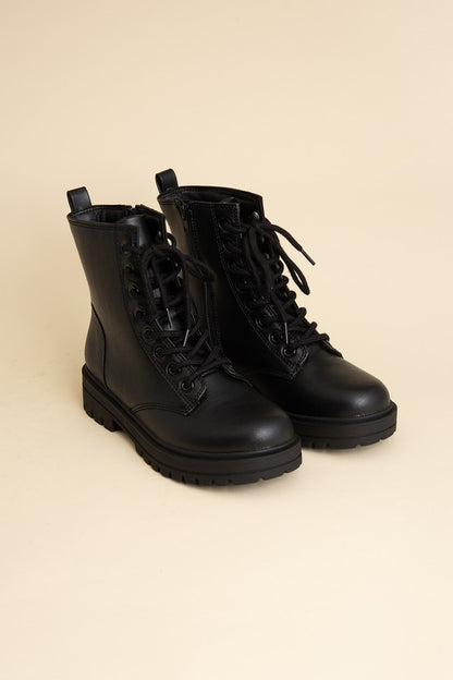 Black Lace-Up Combat Boots