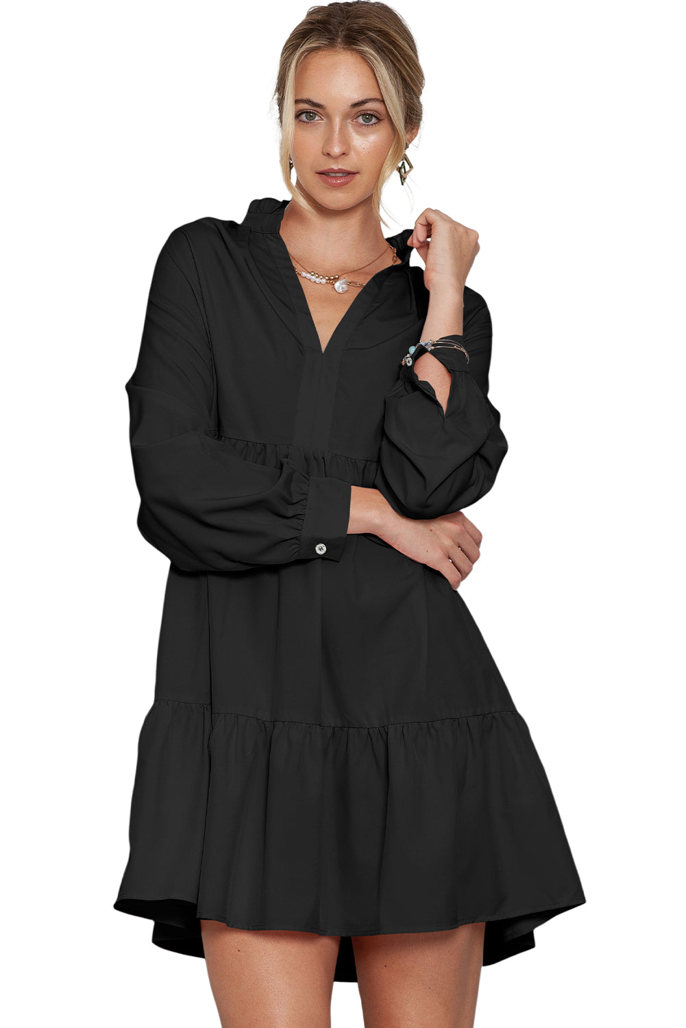 Black Long Sleeve Shift Dress