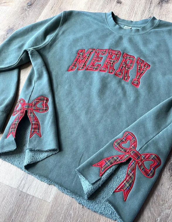 Christmas Tartan Plaid Embroidered Sweatshirt