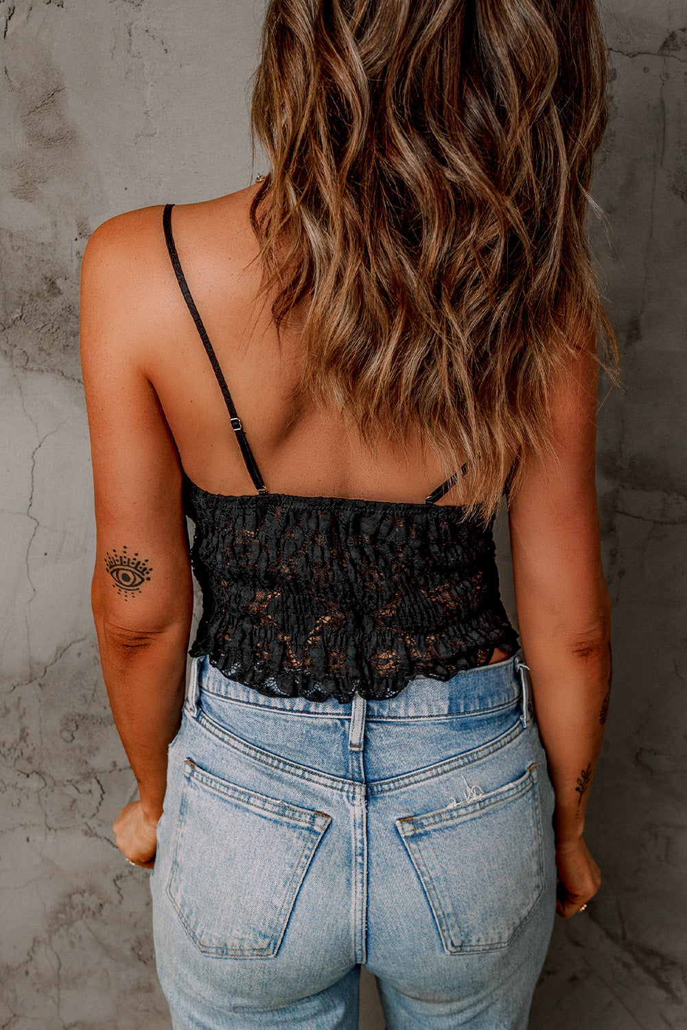 Black Lace Bralette Crop Top****