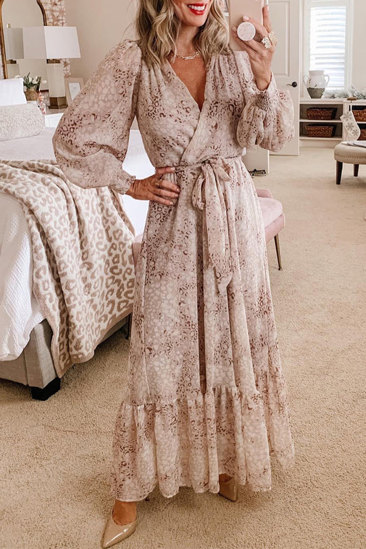 Leopard Long Sleeve Maxi Dress