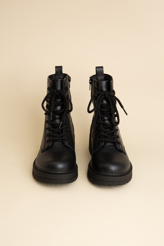 Black Lace-Up Combat Boots